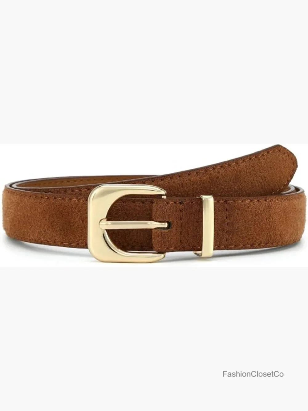 Faux Leather Waist Belt with Gold Buckle for Jeans Dresses